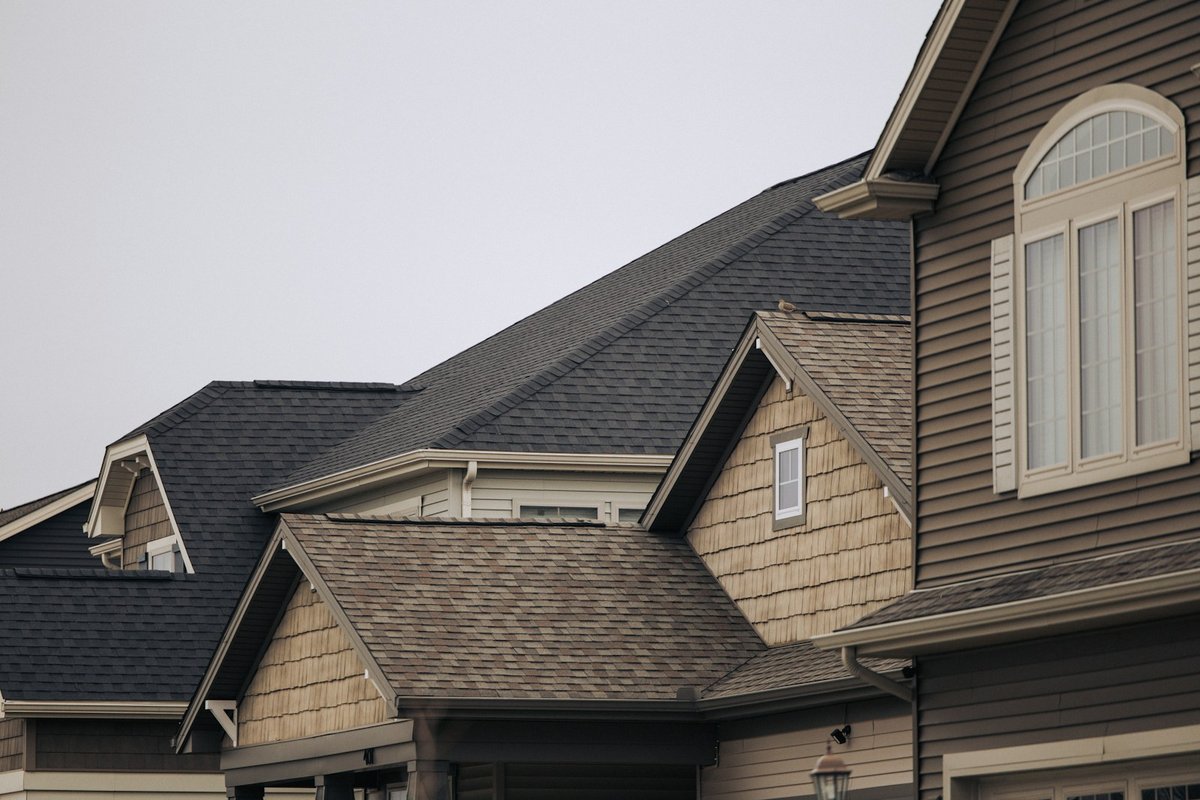 Architectural asphalt shingle roof with gable dormers